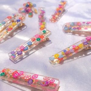Floral and Glitter Hair Clips
